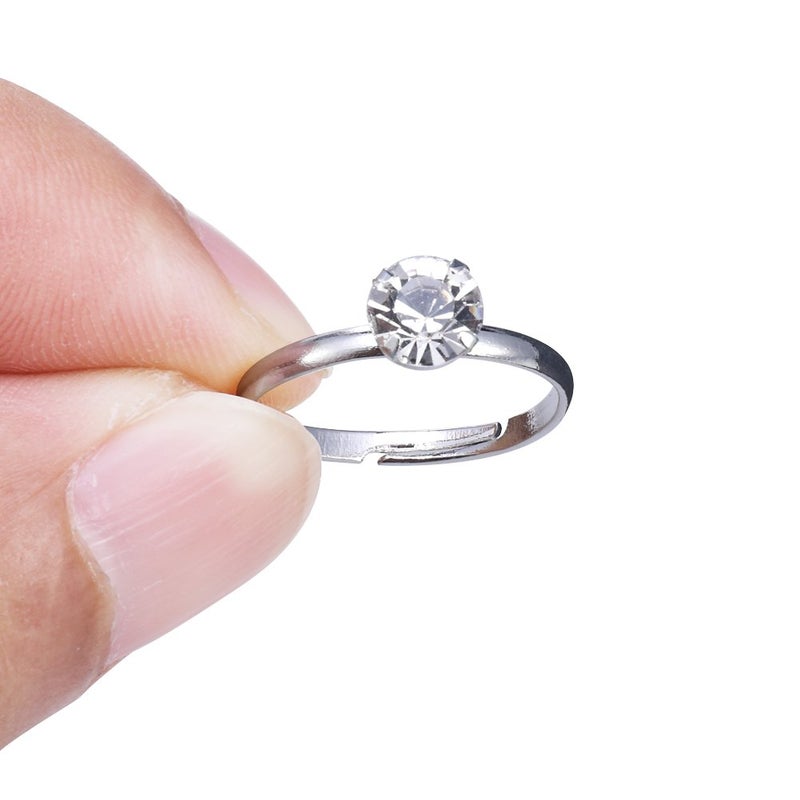Topoox Bridal Shower Rings 40 Pack Silver Diamond Engagement Rings for Wedding Table Decorations, Party Favors, Arts & Crafts - Image 3